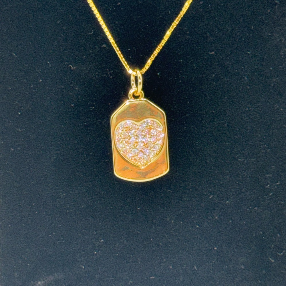 18k Heart Tag Pendant - Picture 1 of 8